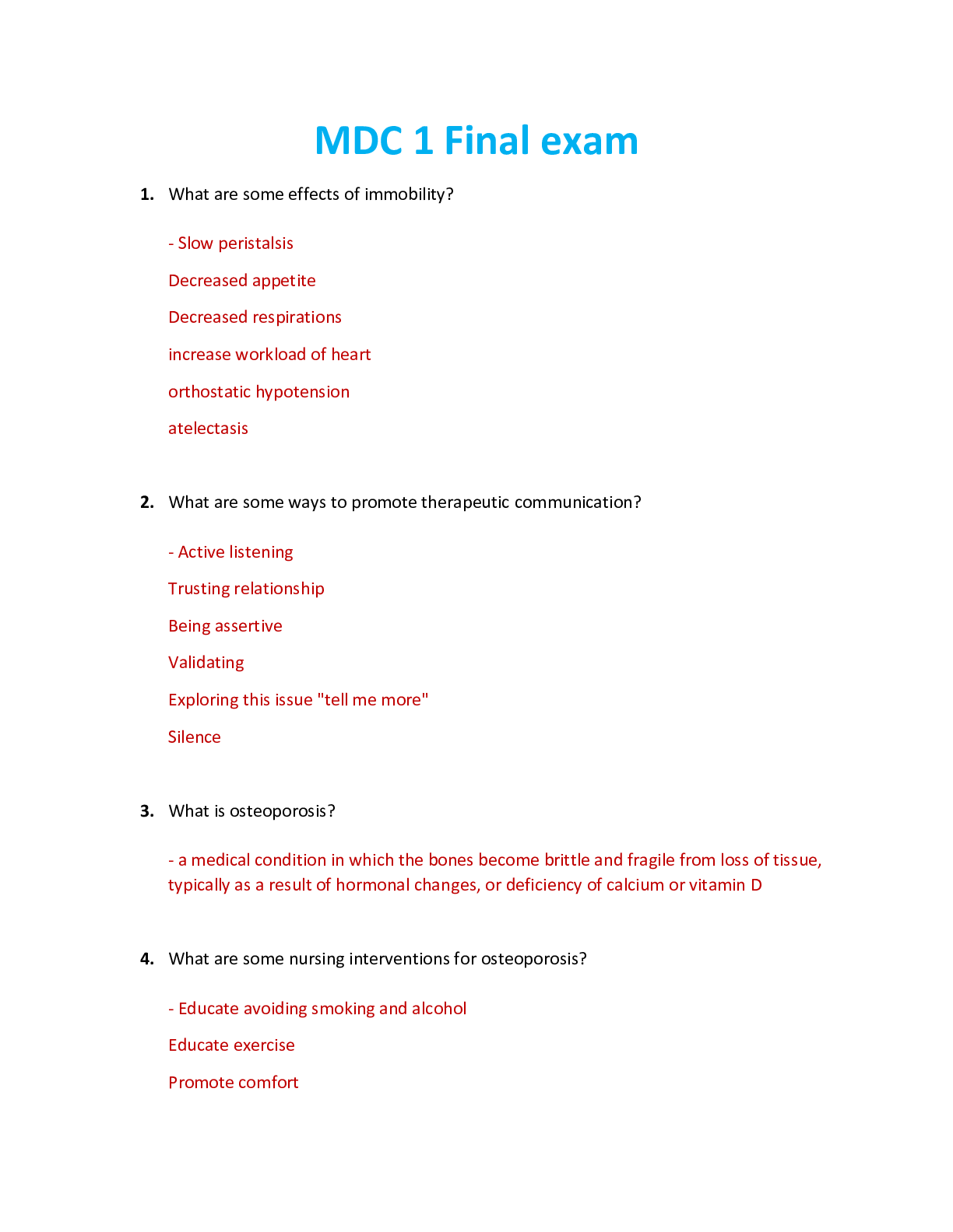 Preview image for NUR 2356 / NUR2356 Final Exam Review: Multidimensional Care I / MDC 1 Final Exam Review (Latest 2021/ 2022) Rasmussen